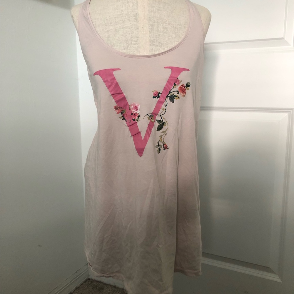 Victoria’s Secret Pink Monogram Floral Logo Tank Nightgown